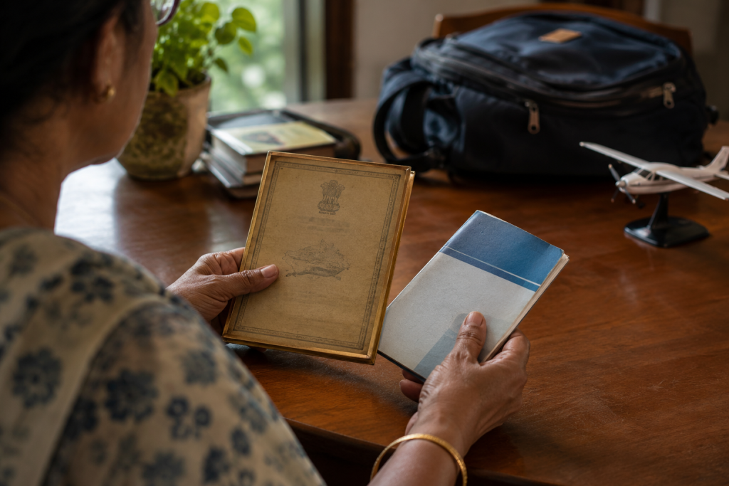 Family documents and passbook on a table while planning pilot training funds