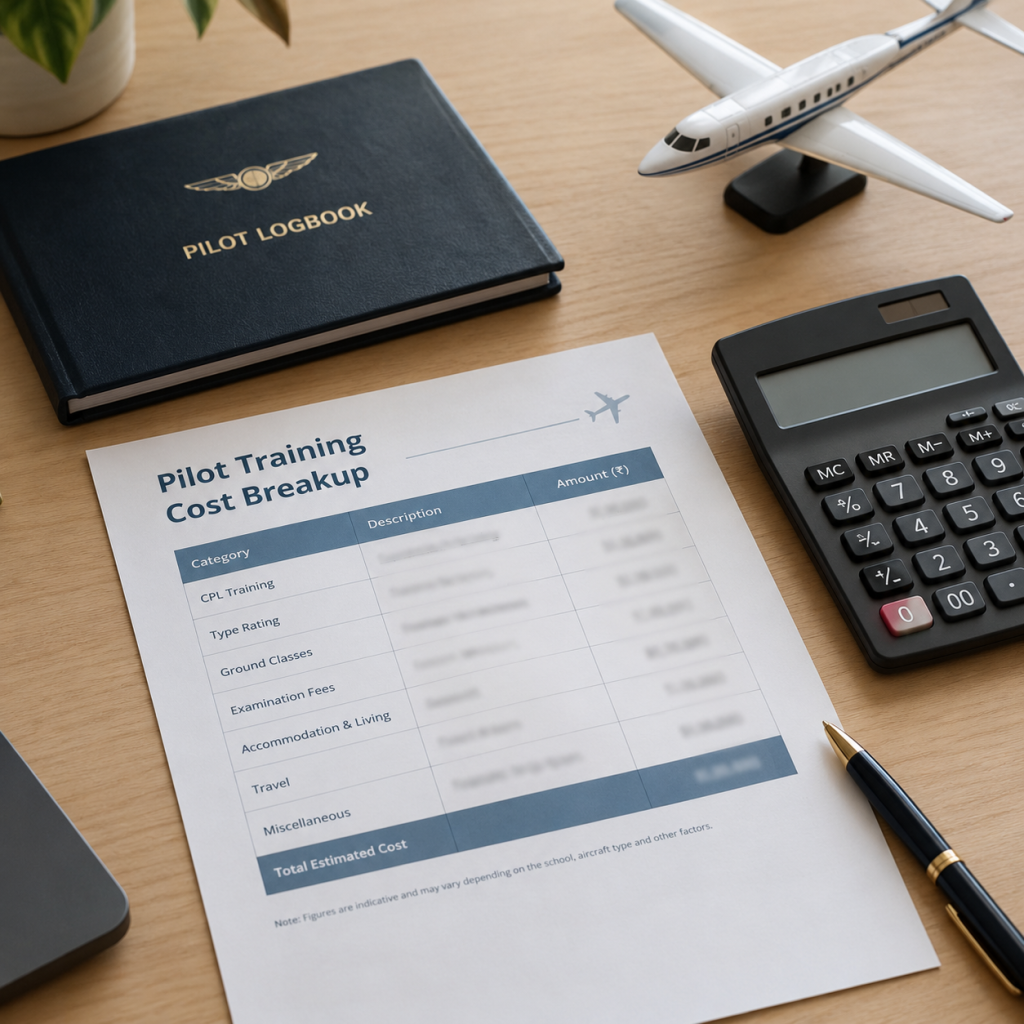 Cost breakup sheet and calculator for pilot training budget